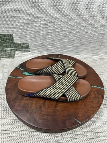 Rothy's Sandals Womens Size 8.5 The Weekend Slide Toffee Stripe Knit Slip On - image 1