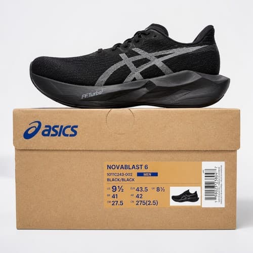 ASICS Novablast 6 Black Running Shoes Gym Training Sneakers 1011C243-002 - image 1