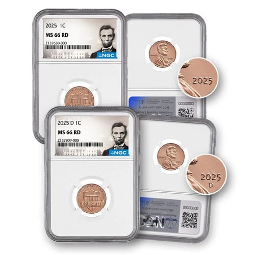 2025 P & D Lincoln Cent NGC MS-66 with Abraham Lincoln Label - image 1