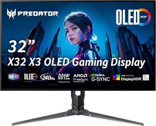 Acer Predator X32 X3 31.5" OLED Gaming Monitor 240Hz 0.01ms G-SYNC Certified Refurbished - image 1
