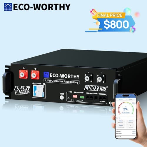 ECO-WORTHY Cubix 5120Wh 48V 100AH LiFePO4 Lithium Battery UL1973 & UL9540A Certified - image 1