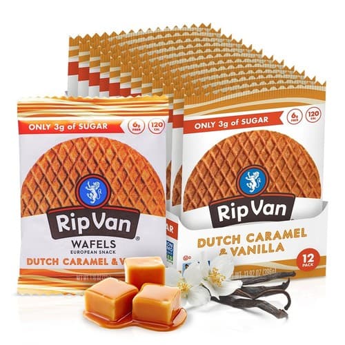 Rip Van Wafels Dutch Caramel & Vanilla Stroopwafels Healthy Snacks Non-GMO Lo... - image 1
