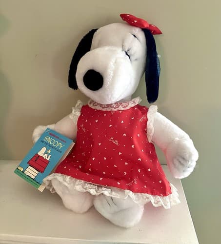 Vintage 1968 Snoopy Sister BELLE 12" Applause Plush Stuffed Animal Red Dress - image 1