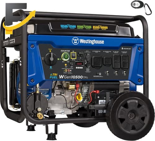 Westinghouse WGen10500TFc 13500 Peak Watt Tri-Fuel Home Backup Portable Generator with CO Sensor - image 1