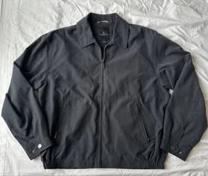 London Fog Men's Large Black Faux Suede Harrington Bomber Jacket Full Zip - image 1