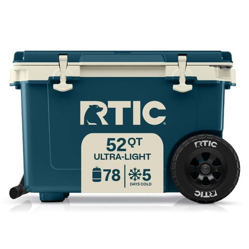 RTIC 52 QT Wheeled Hard-Sided Ice Chest Cooler Ultra-Light Fits 76 Cans, Marine - image 1