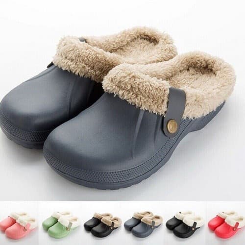 Unbranded Women Men Furry Lined Waterproof Winter Slippers Clogs Mules - image 1
