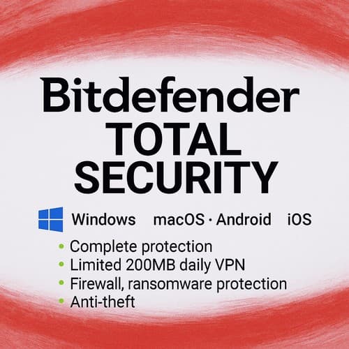Bitdefender Total Security 2026 - 1-5 Years 1-10 Devices + Daily VPN - image 1