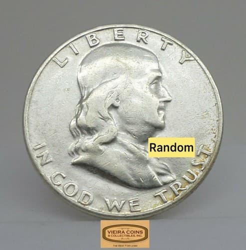 1958-D Franklin Half Dollar 90% Silver Average Circulated - image 1