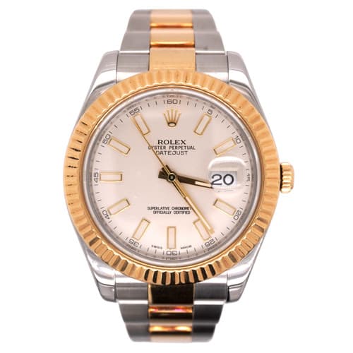 Rolex Men's Datejust II 41mm 18k Gold & Steel Oyster White Index Dial Watch 116333 - image 1