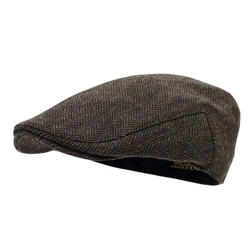 Men's Wool Blend Newsboy Ivy Hat Tweed Flat Cap Herringbone Coffee Size 7 1/4 - image 1