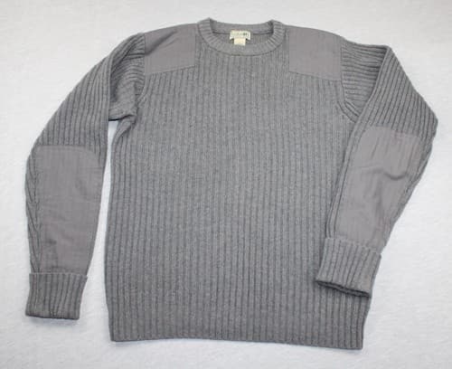 L.L.Bean Men's Merino Wool Jumper Crew Neck M Grey Ribbed Knit - image 1