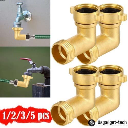 Garden Hose Elbow Connector 90 Degree Brass 3/4inch Heavy Duty - image 1