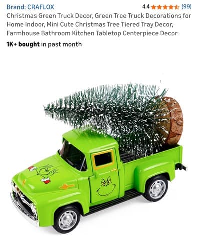 Christmas Grinch Truck Decor Green Truck Decoration for Indoor Home - image 1