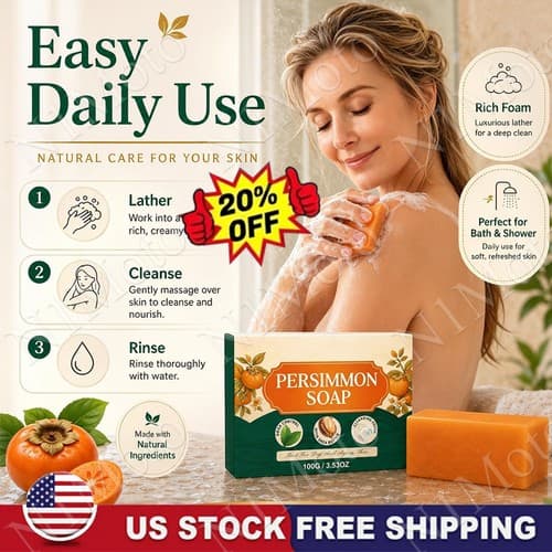 Swarva Persimmon Soap Bar Body Odor Control Deodorant Soap for Men & Women - image 1