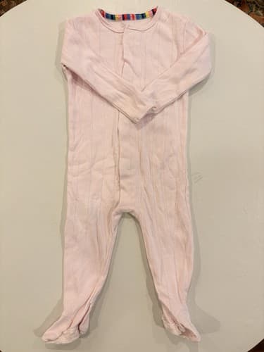 Magnetic Me Baby Girl Footie Pajama Light Pink Magnetic Closure Pointelle - image 1