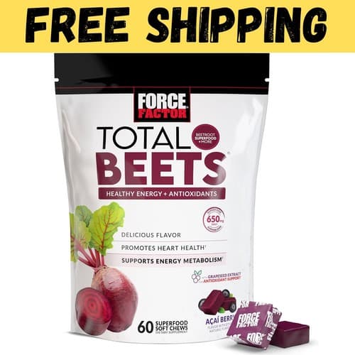 Force Factor Total Beets Blood Pressure Support, Beet Root Supplement Soft Chew - image 1