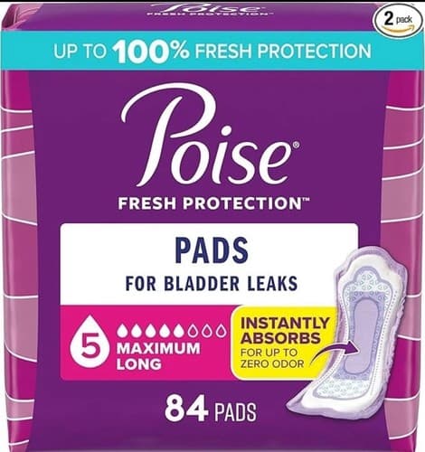 Poise Maximum Absorbency Incontinence Pads, Long, Regular - image 1