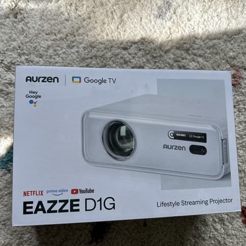 Aurzen EAZZE D1G Lifestyle Streaming Projector Google TV White Desktop - image 1