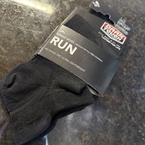 Darn Tough Run Socks Size Large “No Show Tab” Black Ultra Light Weight - image 1
