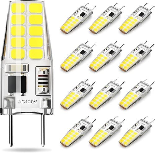 RUIRUI 12PCS G8 LED Dimmable Under Cabinet Light Bulbs 20W Daylight White 120V T4 - image 1