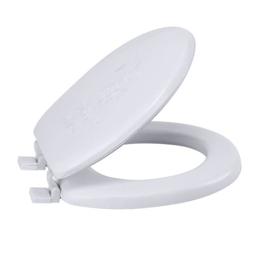 Bath Bliss Extra Soft Vinyl Standard Round Toilet Seat in White - image 1