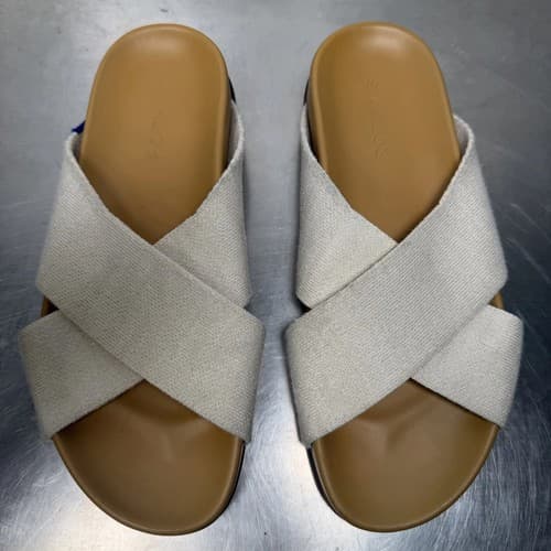Rothy’s The Weekend Slide Cross Strap Sandal Size 7.5 Slip On Hemp Oat Cream New - image 1