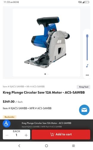 Kreg KPS6512 Corded 12 Amp 6-1/2 Inch 120V Motor Plunge Track Saw Brand New - image 1