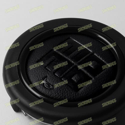 JDM Steering Wheel Horn Button Heritage Black Leather Embossed Hand Punch 59mm - image 1
