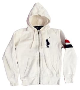 Polo Ralph Lauren Big Pony Men's Zip Up Hoodie Sweatshirt White/Red Small - image 1