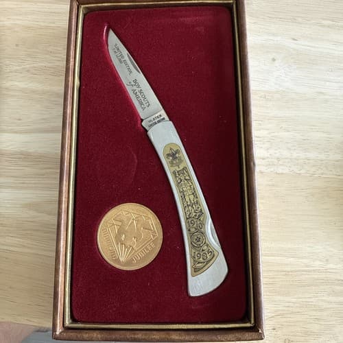 1985 Boy Scouts of America Diamond Jubilee 75th Anniversary Knife Coin Set - image 1