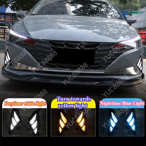 Hyundai Elantra LED DRL Daytime Running Light Fog Lamp with Turn Signal for 2021-2023 - image 1