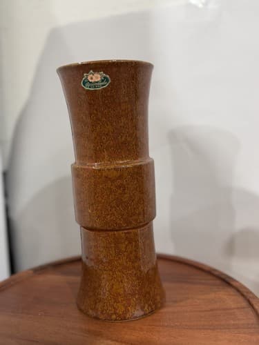 Rosemeade Brown Speckled Pottery Vase 9 Inch Mid 20th Century - image 1