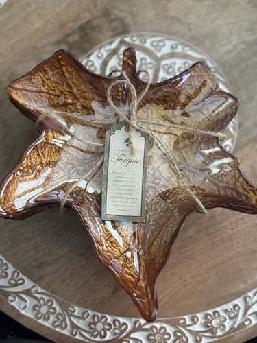 AKCAM Turkish Glass Fall Maple Leaf Salad Plates Set of 4 - image 1
