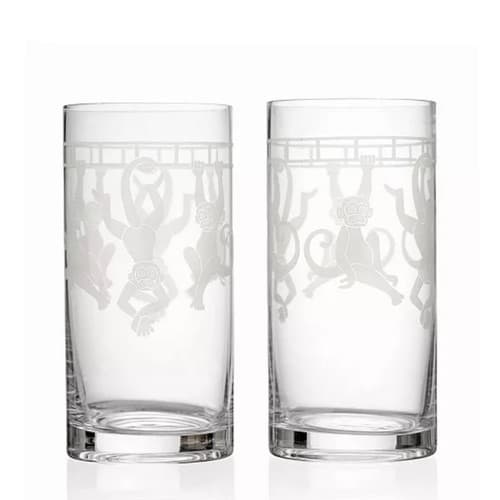 Godinger Frosted Monkey Highball Glasses Set of 2 - image 1