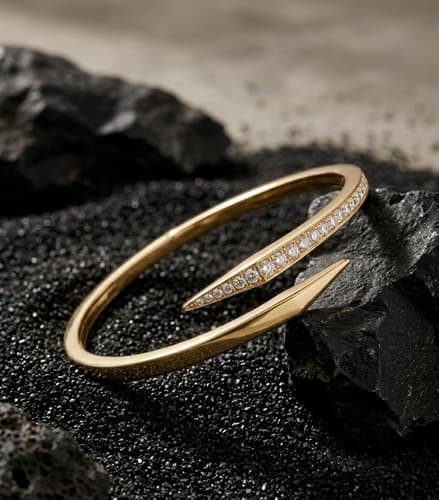 Stylish Openable Bangle Bracelet Fine 925 Silver Premium Moissanite Studded - image 1