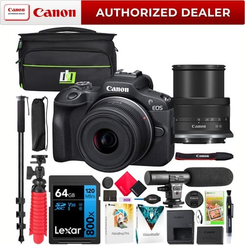 Canon EOS R100 Mirrorless Camera with RF-S 18-45mm F4.5-6.3 IS STM Lens Kit Bundle - image 1
