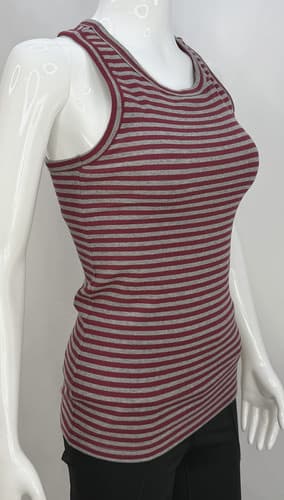 Duluth Trading Company Women's Luxe Rib Racerback Shelf Bra Tank XS Gray Heather & Rouge Red Stripe - image 1