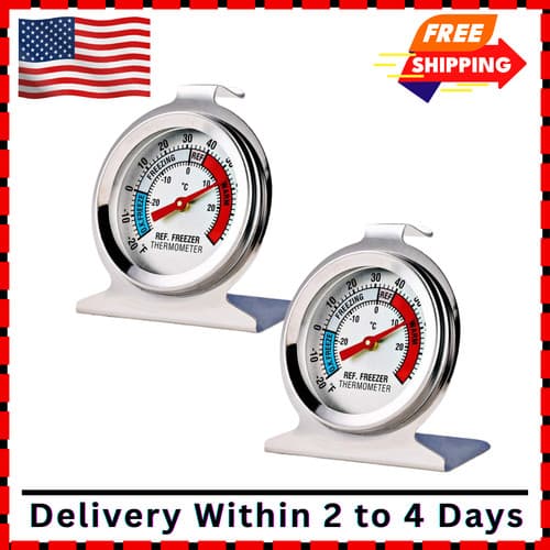 2 Pack Refrigerator Freezer Thermometer Large Dial Analog Thermometer - image 1