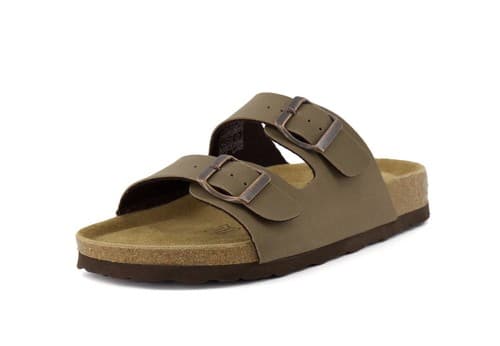 CUSHIONAIRE Women's Lane Cork Footbed Sandal Leather Buckle Slide In 9M US Brown - image 1