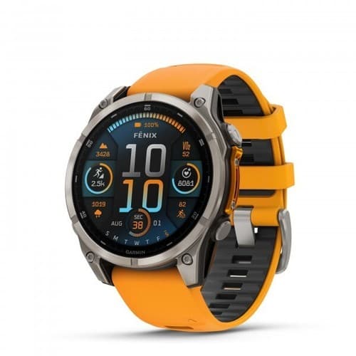 Garmin fenix 8 47mm Sapphire Titanium with Orange Graphite Band 010-02904-10 - image 1