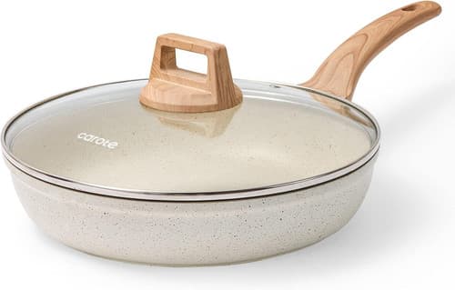 CAROTE Non Stick Frying Pan Skillet, 10" Nonstick Fry Pan with Glass Lid, Egg Pan - image 1
