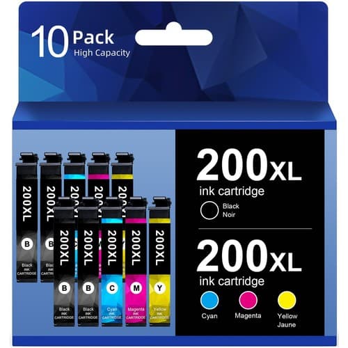 200XL Compatible Ink Cartridge for Epson Expression Home WF-2540 WF-2530 XP-200 XP-300 10 Pack - image 1