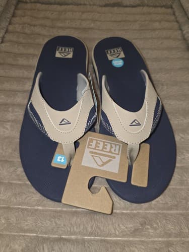 Reef Fanning Men's Flip Flops Navy Tan with Bottle Opener Size 13 NWT - image 1