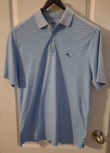 Tommy Bahama Men's Striped Polo Shirt Medium Blue - image 1