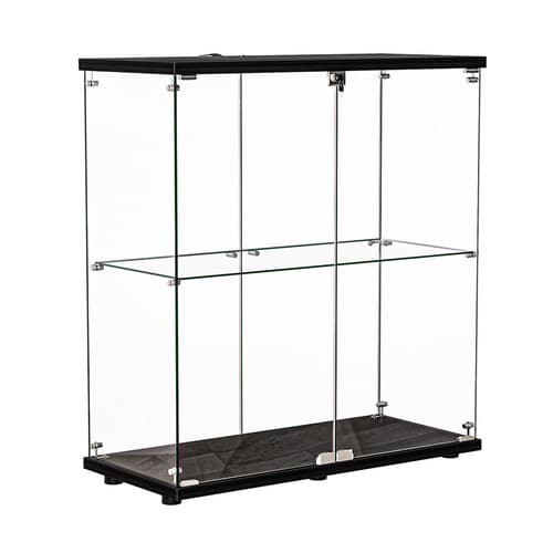 Stacked Glass Lockable Display Cabinet 2 Tier Shelf 2 Door - image 1