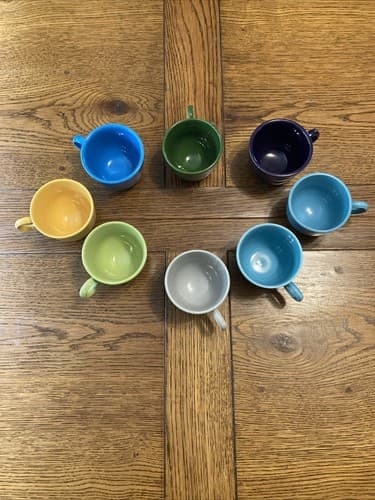 Lot of 8 Fiesta Homer Laughlin HLC Coffee Tea Cups Mugs Assorted Colors Mix - image 1