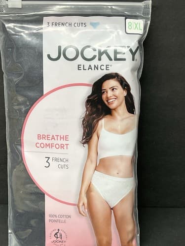 Jockey Elance Breathe Comfort 100% Cotton Size 8 XL French Cut 3 Pack Black - image 1