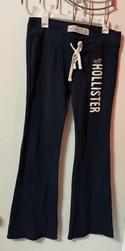 Vintage Y2K Hollister Blue Sweatpants Size M with Elastic Waist and Drawstring Logo - image 1