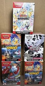 (6) Pokemon Booster Bundle Box LOT: Prismatic Paradox, White Flare, Surging Sparks - image 1